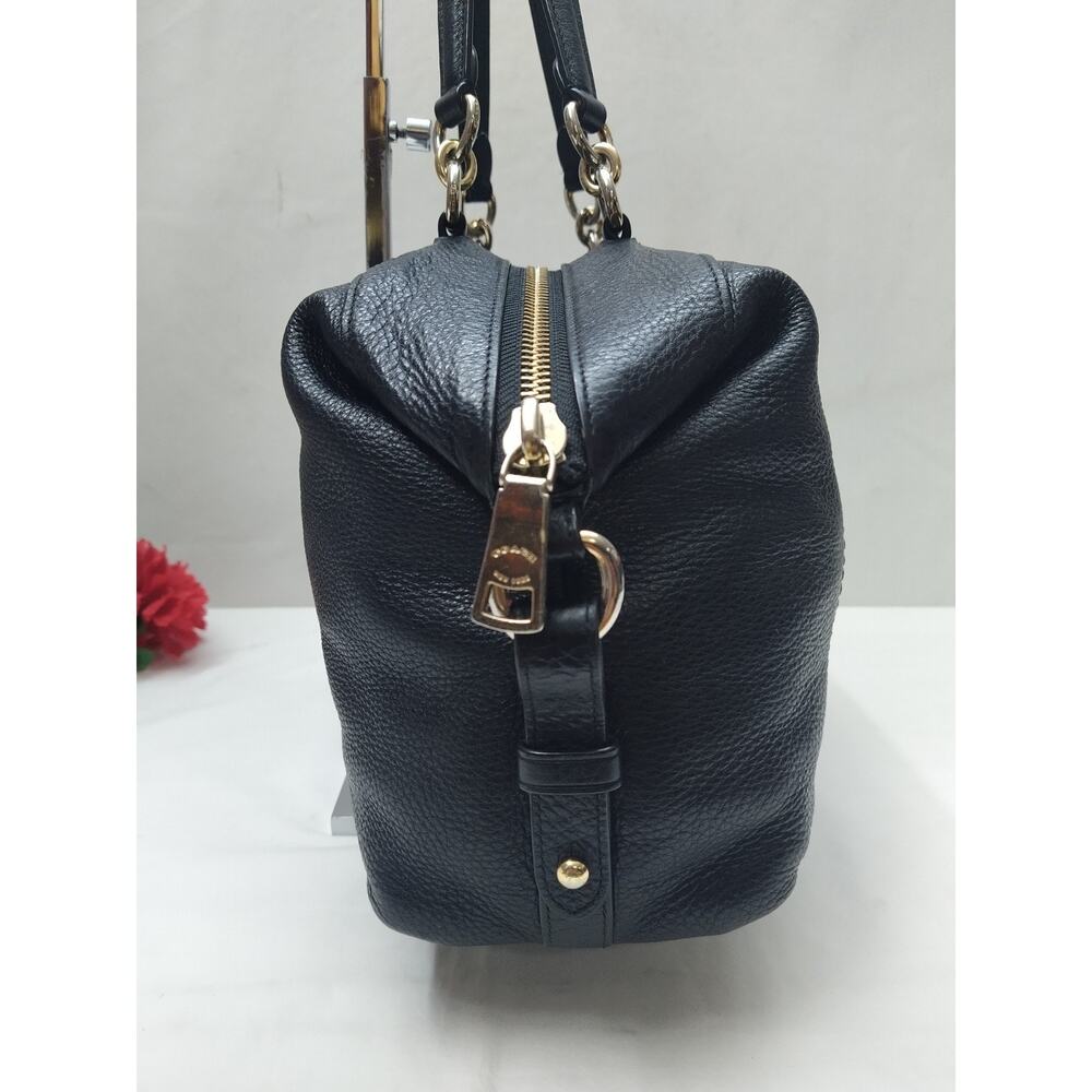 Coach Black Pebbled Leather Double Handles Zipper Closure Satchel Bag - Picture 5 of 14